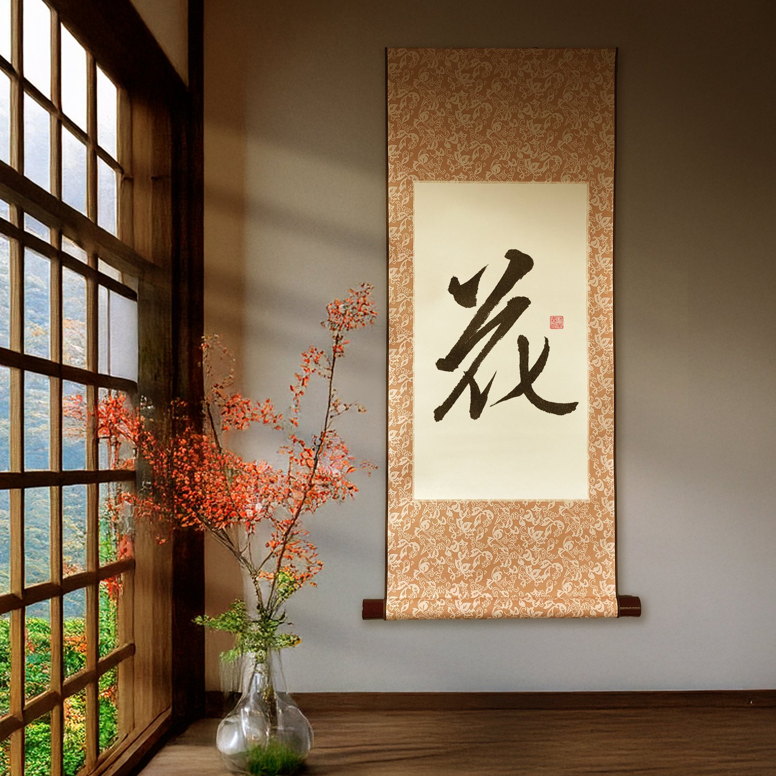 Wall Scroll “花” – Flower Kanji Zen Art