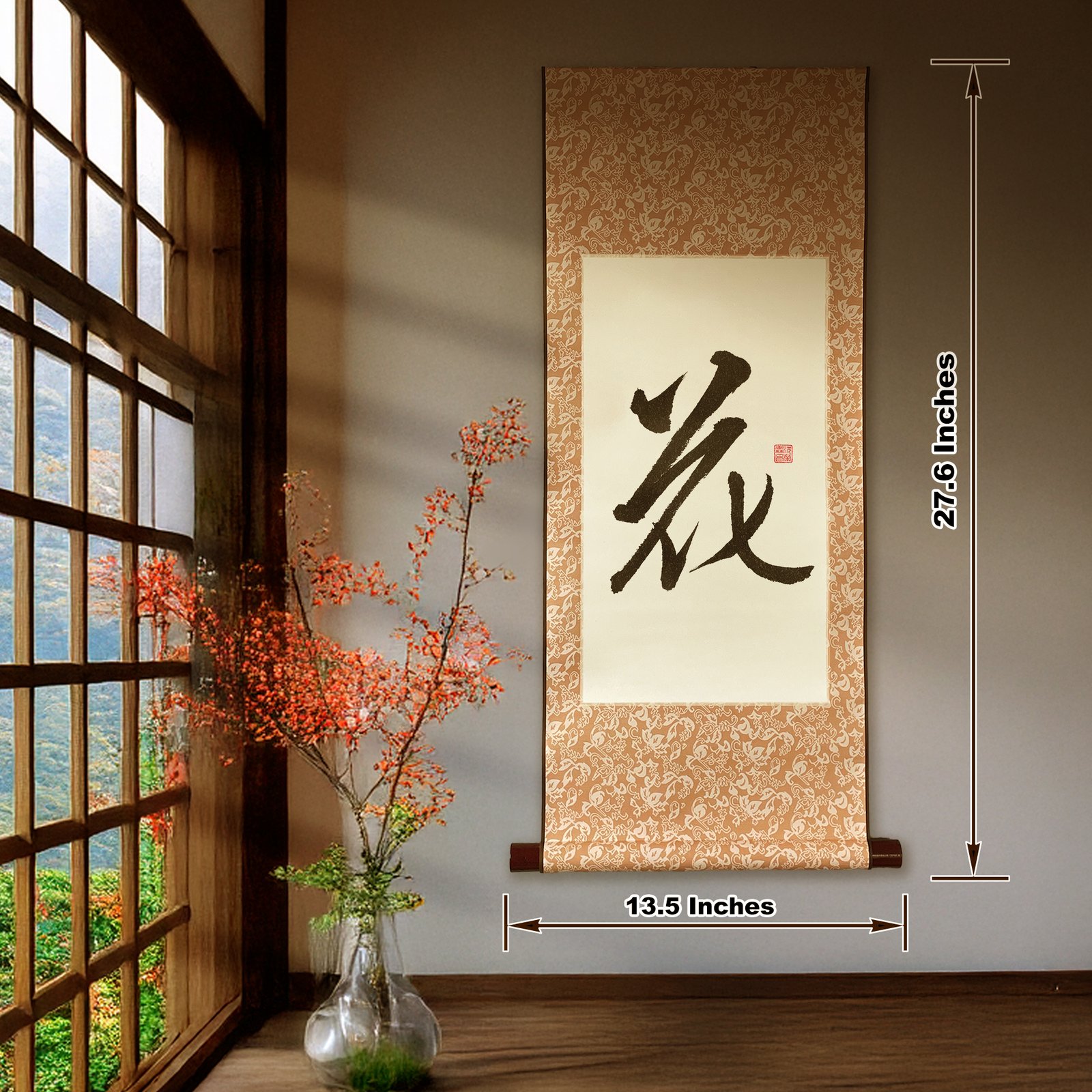 Wall Scroll “花” – Flower Kanji Zen Art - Image 2
