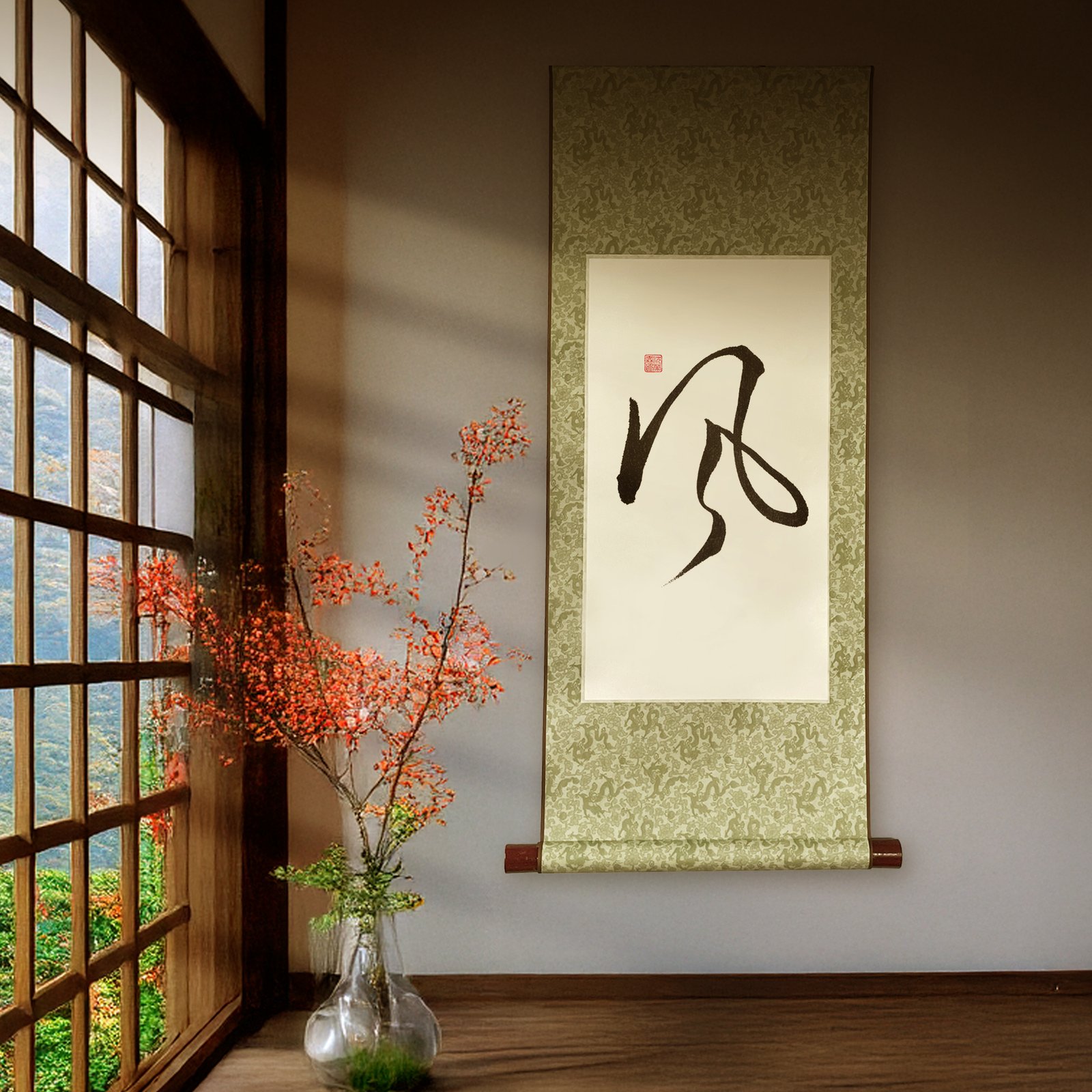 Wall Scroll “風” – Wind Kanji Zen Art