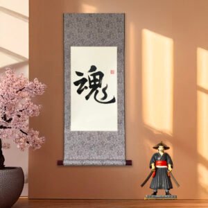 Samurai Calligraphy Wall Scroll – Kanji Soul & Spirit