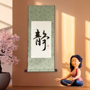 Original Japanese Calligraphy Wall Scroll “静” – Stillness