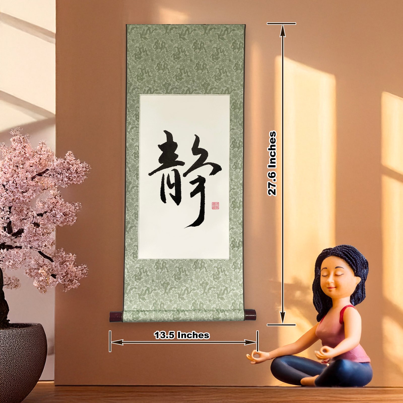 Original Japanese Calligraphy Wall Scroll “静” – Stillness - Image 2