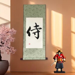 Samurai Calligraphy Wall Scroll – Kanji「侍」Honor & Service