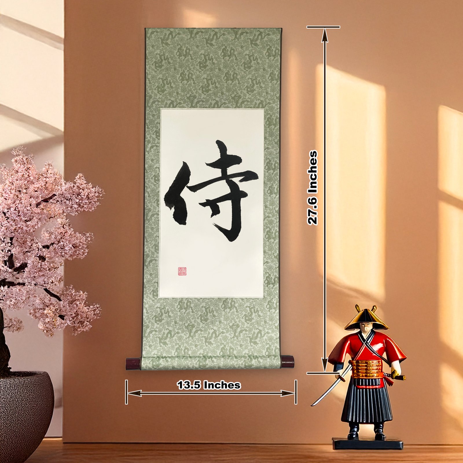 Samurai Calligraphy Wall Scroll – Kanji「侍」Honor & Service - Image 2