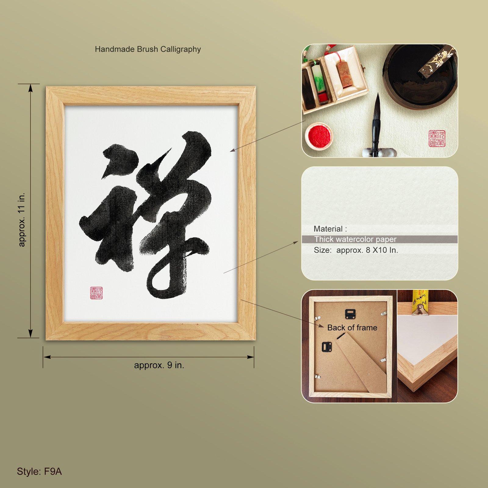 Zen 禅 "Meditation" Original Japanese Brush Calligraphy | Handmade Zen Wall Art | Custom Name Available