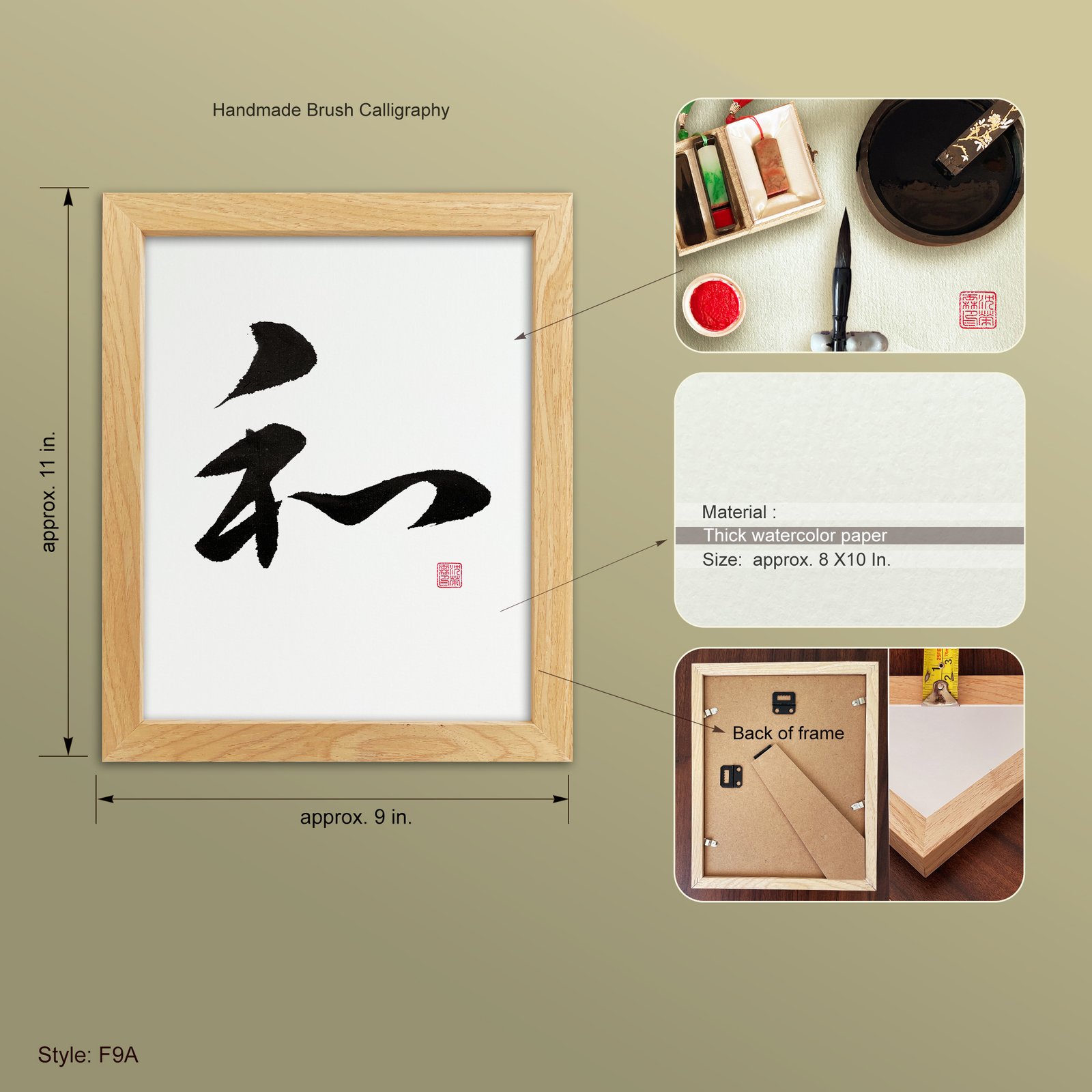 Wa 和 "Harmony" Original Japanese Brush Calligraphy | Handmade Zen Wall Art | Custom Name Available