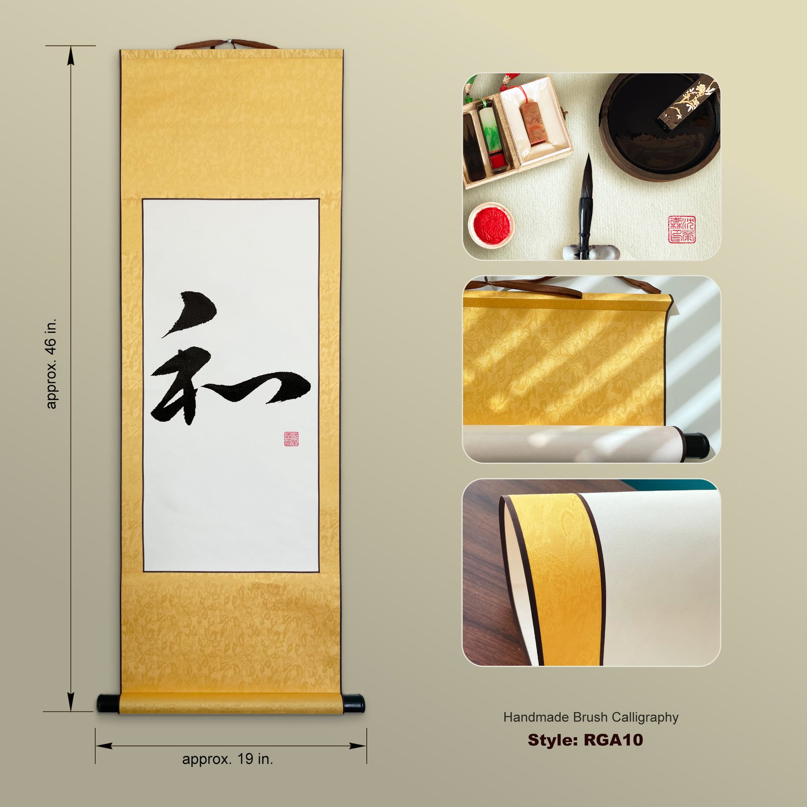 Wa 和 "Harmony" Original Japanese Brush Calligraphy | Handmade Zen Wall Art | Custom Name Available - Image 11