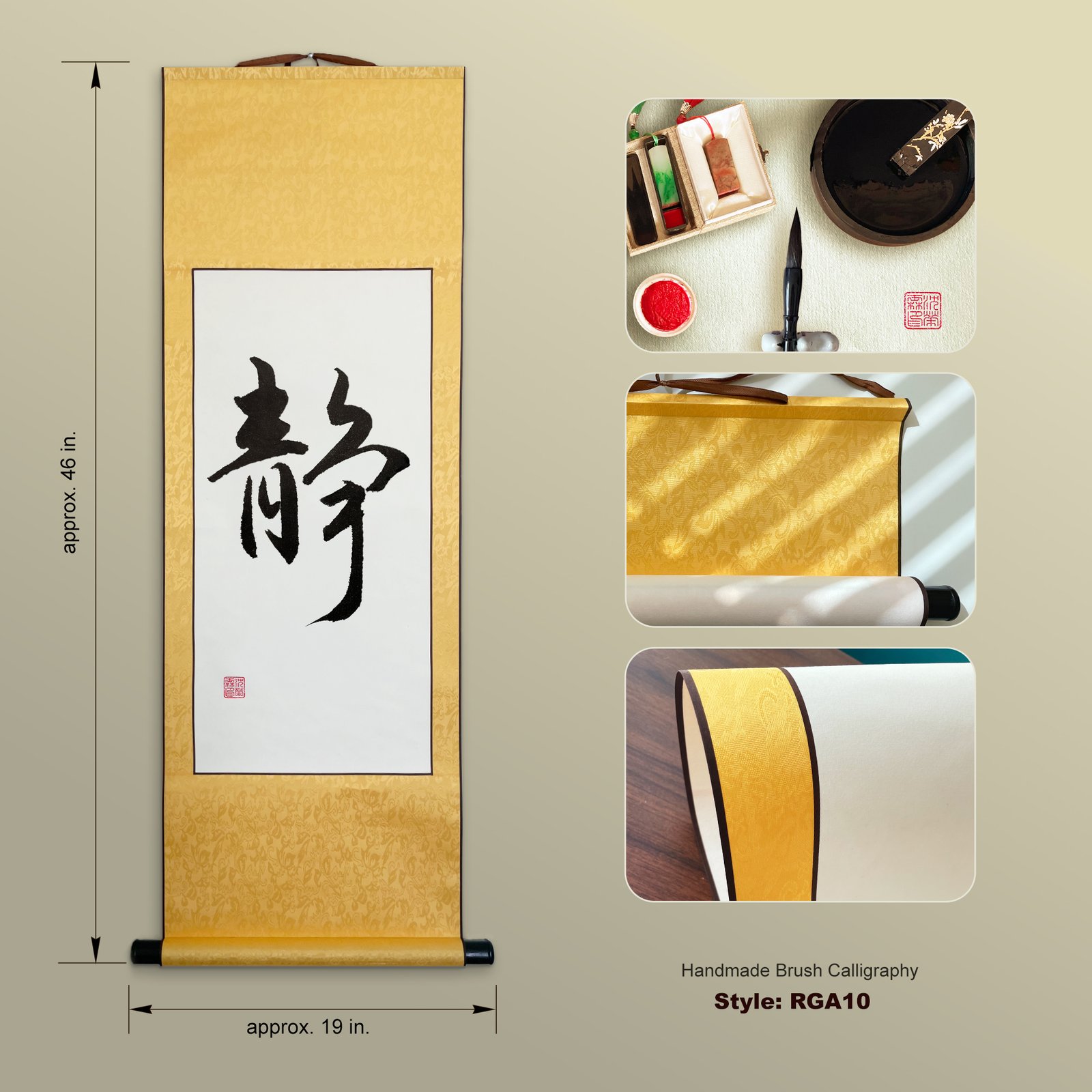 Sei 静 "Stillness" Original Japanese Brush Calligraphy | Handmade Zen Wall Art | Custom Name Available - Image 11