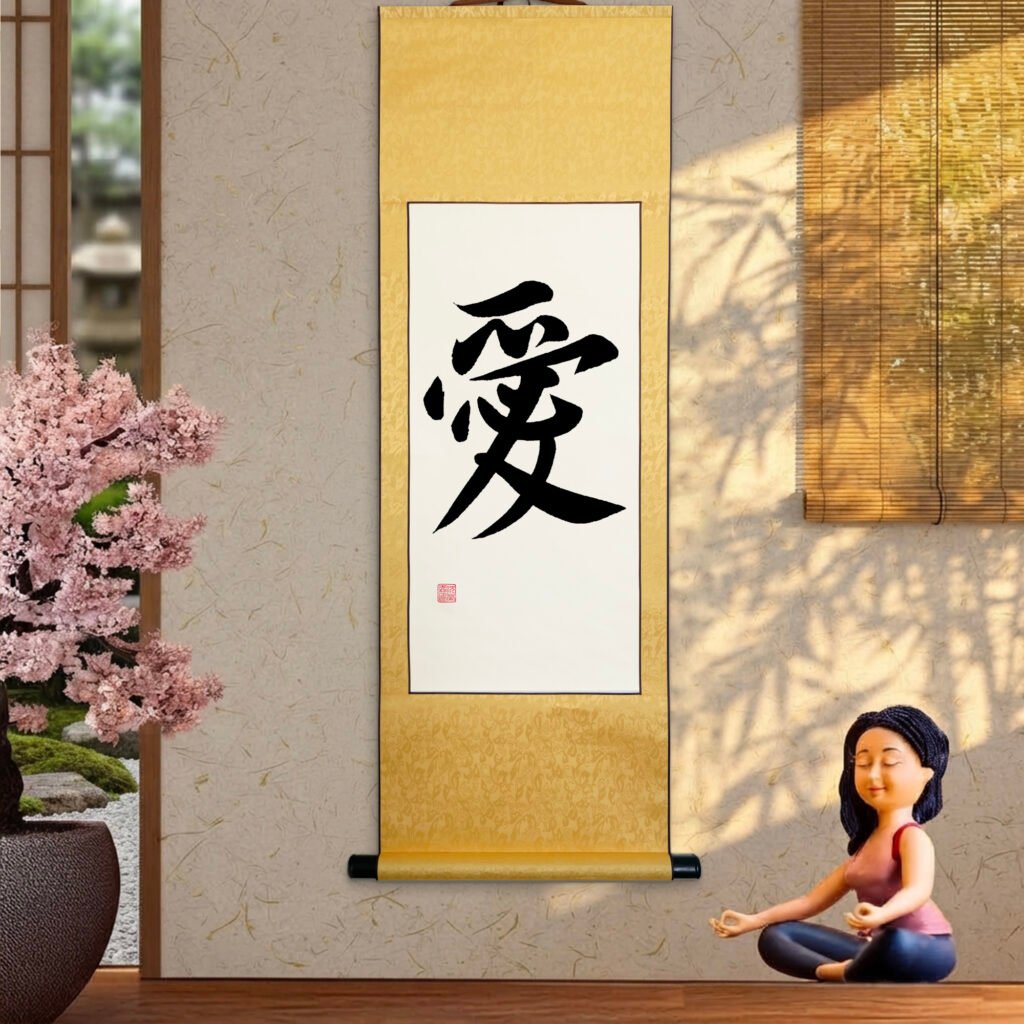 Ai 愛 "Love" Original Japanese Brush Calligraphy | Handmade Zen Wall Art | Custom Name Available