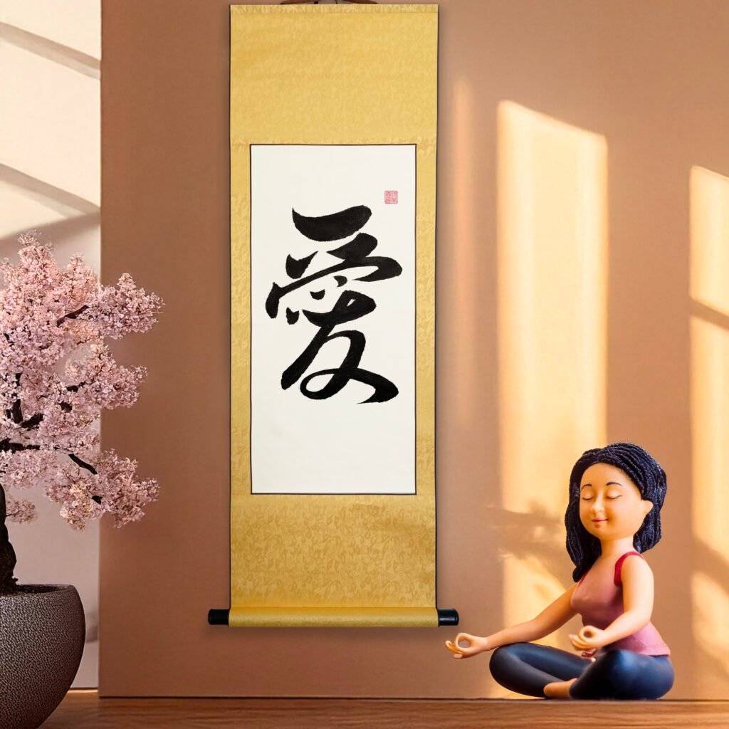 Ai 愛 "Love" Original Japanese Brush Calligraphy | Handmade Zen Wall Art | Custom Name Available