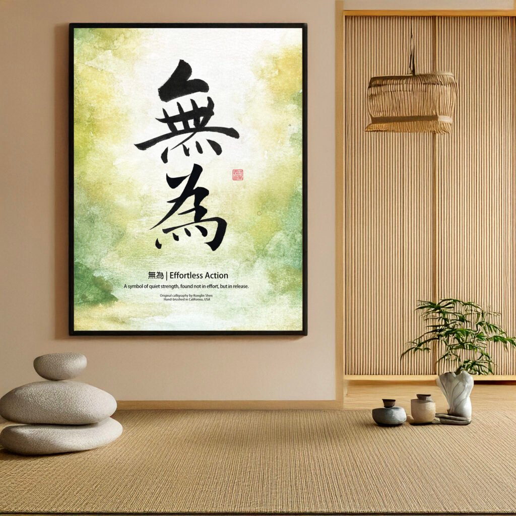 Mui 無為 Original Japanese Brush Calligraphy | Handmade Zen Wall Art | Custom Name Available