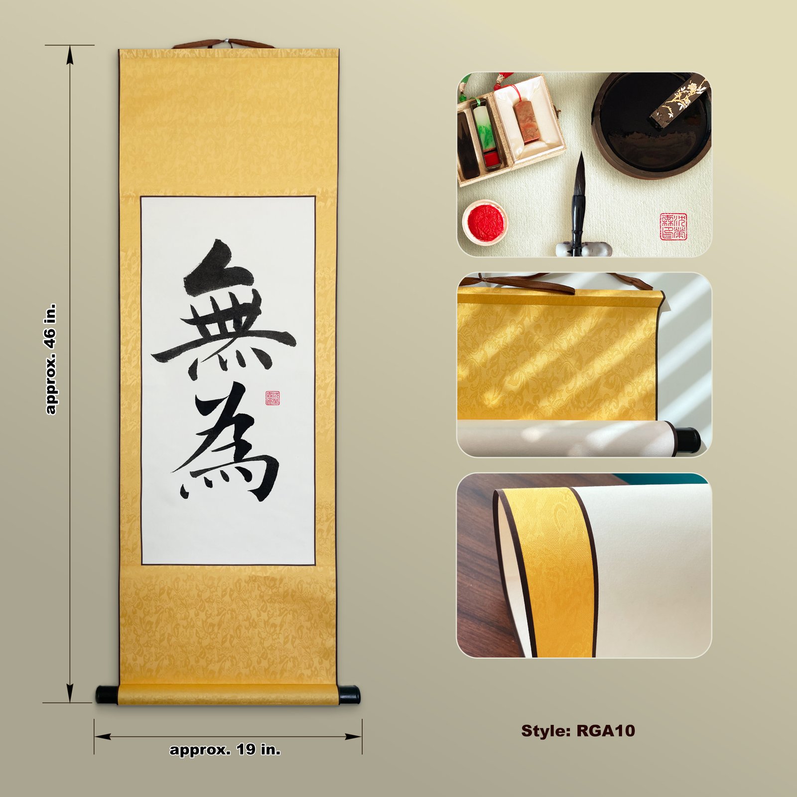 Mui 無為 Original Japanese Brush Calligraphy | Handmade Zen Wall Art | Custom Name Available - Image 12