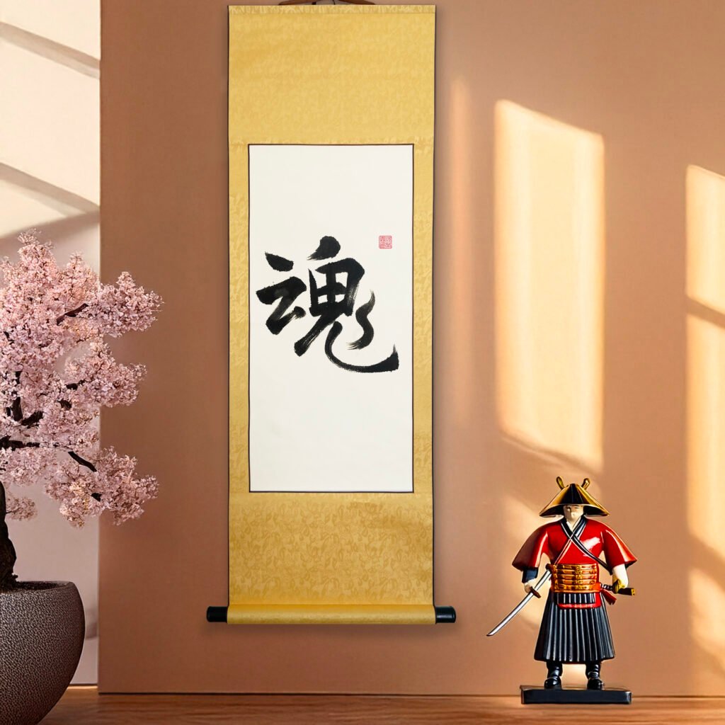Tamashii 魂 "Soul" Original Japanese Brush Calligraphy | Handmade Zen Wall Art | Custom Name Available