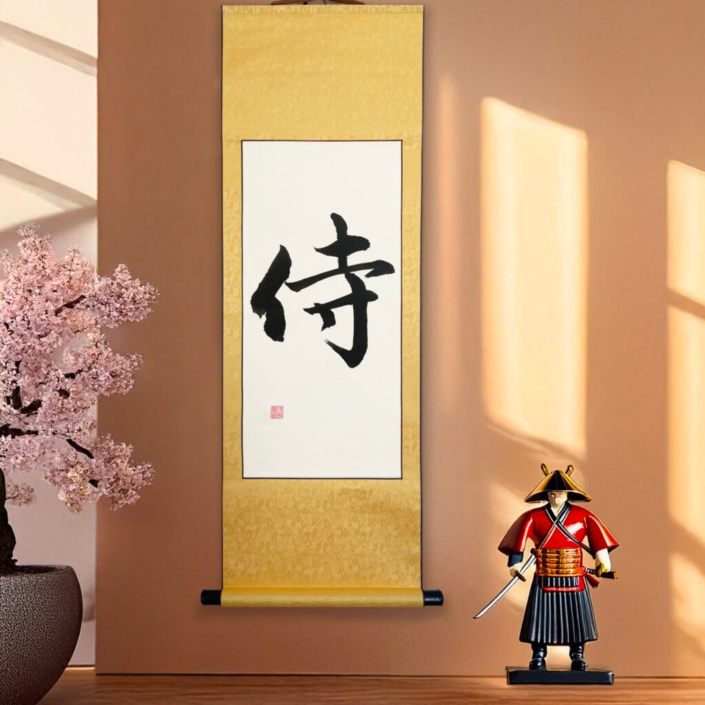 Samurai 侍 "Warrior" Original Japanese Brush Calligraphy | Handmade Zen Wall Art | Custom Name Available