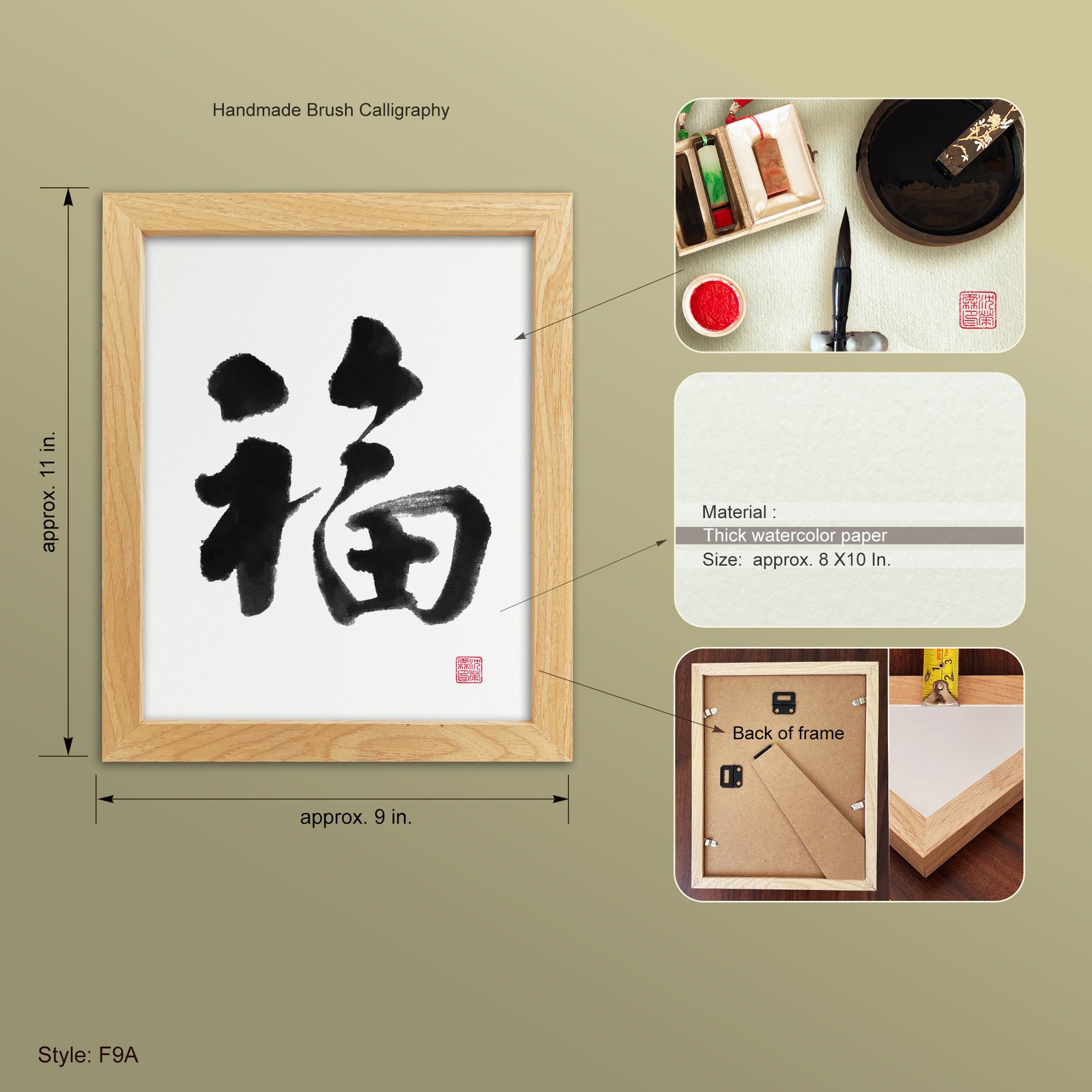 Fuku 福 "Fortune" Original Japanese Brush Calligraphy | Handmade Zen Wall Art | Custom Name Available - Image 10