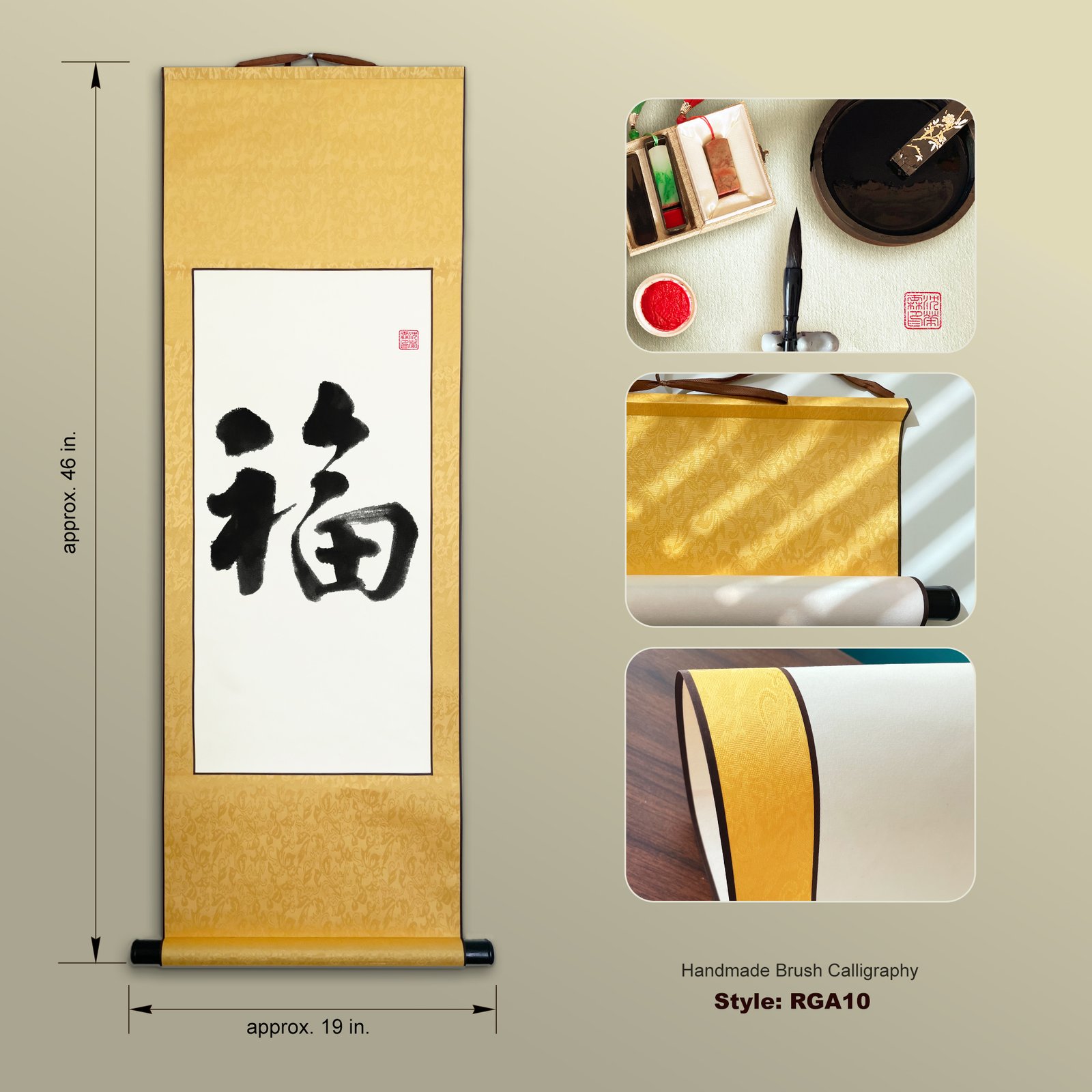 Fuku 福 "Fortune" Original Japanese Brush Calligraphy | Handmade Zen Wall Art | Custom Name Available