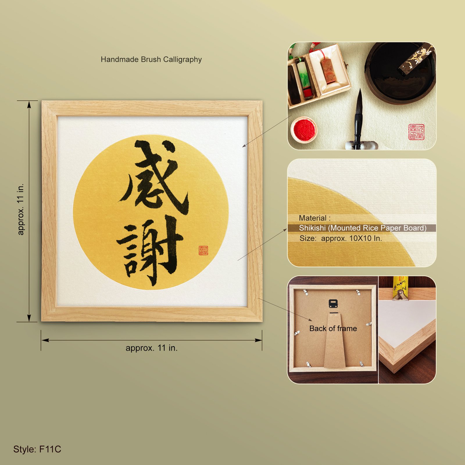 Kansha 感謝 "Gratitude" Original Japanese Brush Calligraphy | Handmade Zen Wall Art | Custom Name Available - Image 5