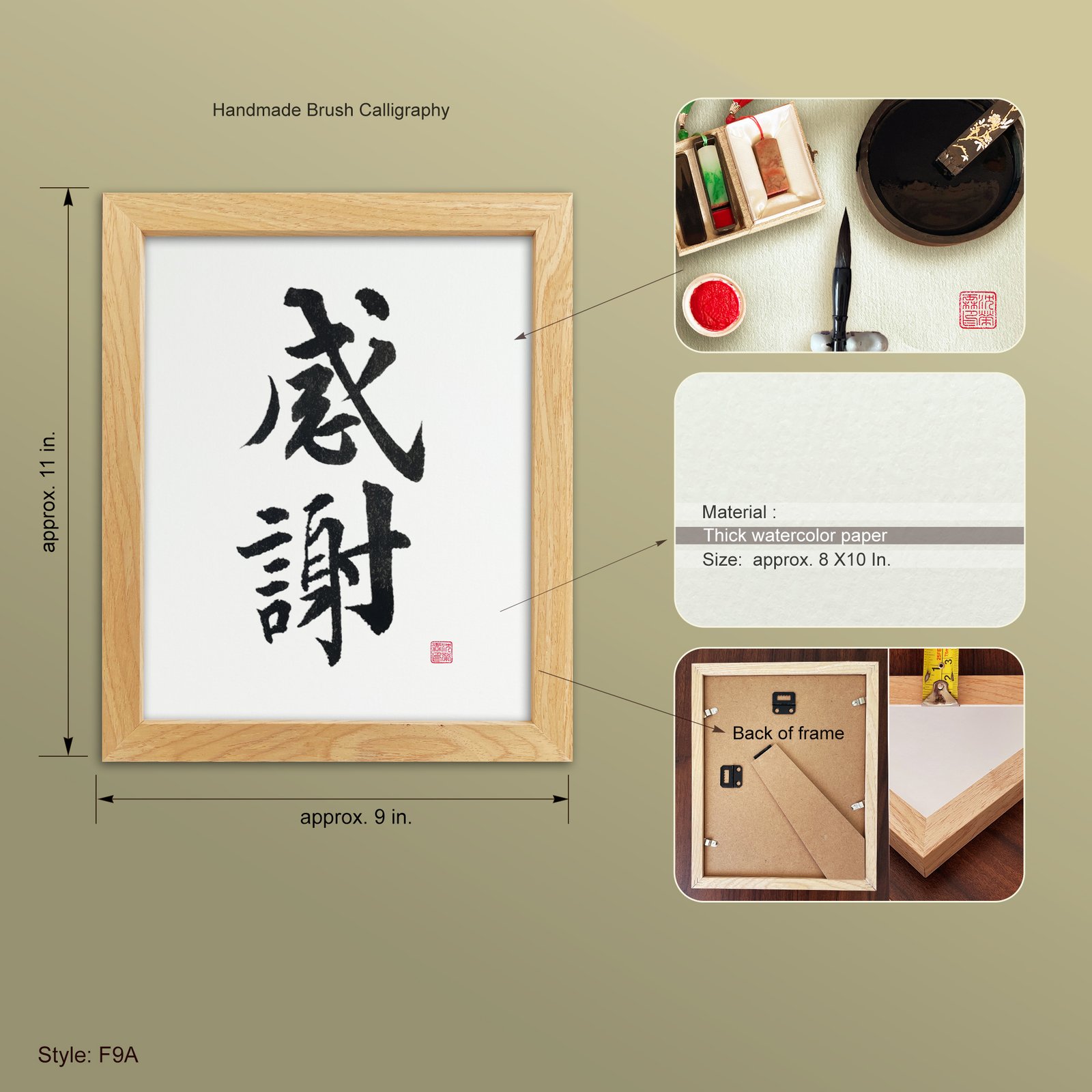 Kansha 感謝 "Gratitude" Original Japanese Brush Calligraphy | Handmade Zen Wall Art | Custom Name Available - Image 10